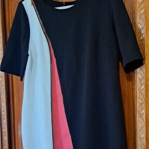 Colorblock Zip-Trim Shift Dress – Size M